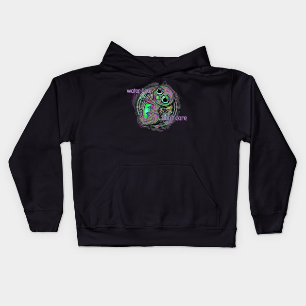 Waterbear don't care oil slick Kids Hoodie by Pebbles Joy Designs